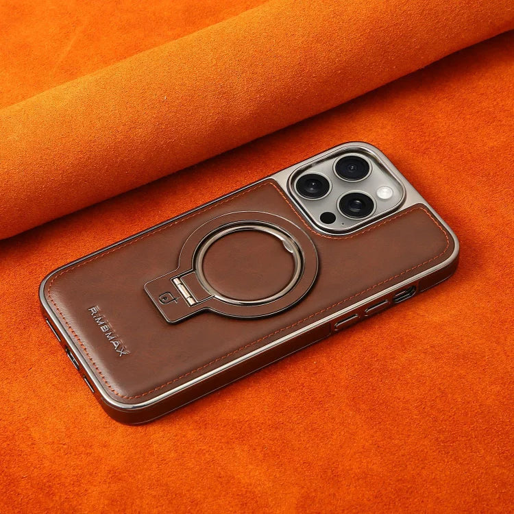 Textured iPhone Case with Foldable Kickstand and Magnetic Ring Alignment