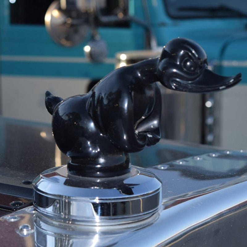 Duck Radiator Emblem with Chrome Plating and Pin Mounting, 6x4 Inches