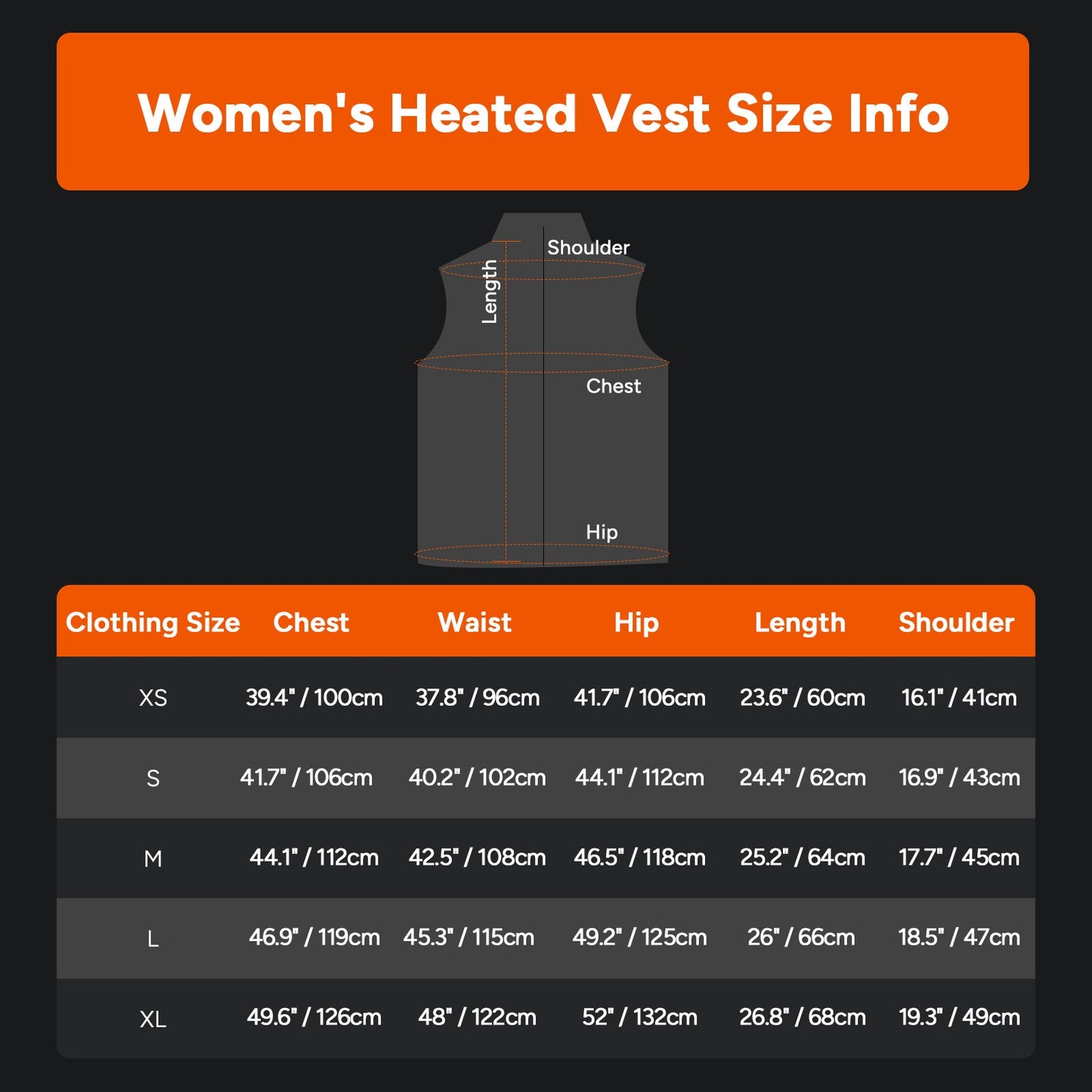 Heated Vest for Women with Six Zone Heat and Three Temperature Settings