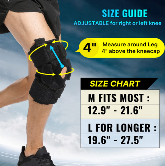 Hinged Knee Brace with Removable Aluminum Supports and Gel Cushioning, Adjustable Straps
