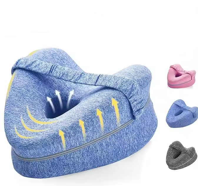 Memory Foam Knee Pillow with Elastic Strap and Hollow Center Design