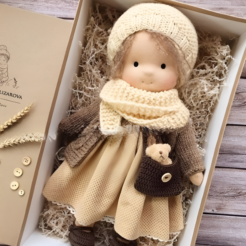 Soft Cotton Doll with Wool Stuffing and Neutral Features for Toddlers