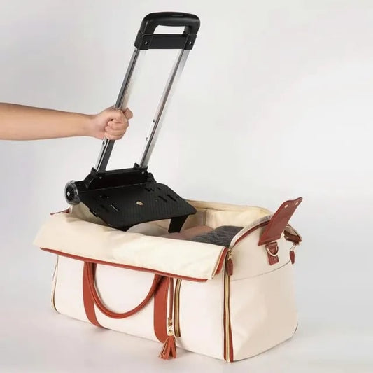 Foldable Carry On Travel Bag with Garment Hanging Zone and Rolling Wheels