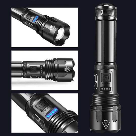 Rechargeable Tactical Flashlight with Adjustable Beam, IPX8 Rated