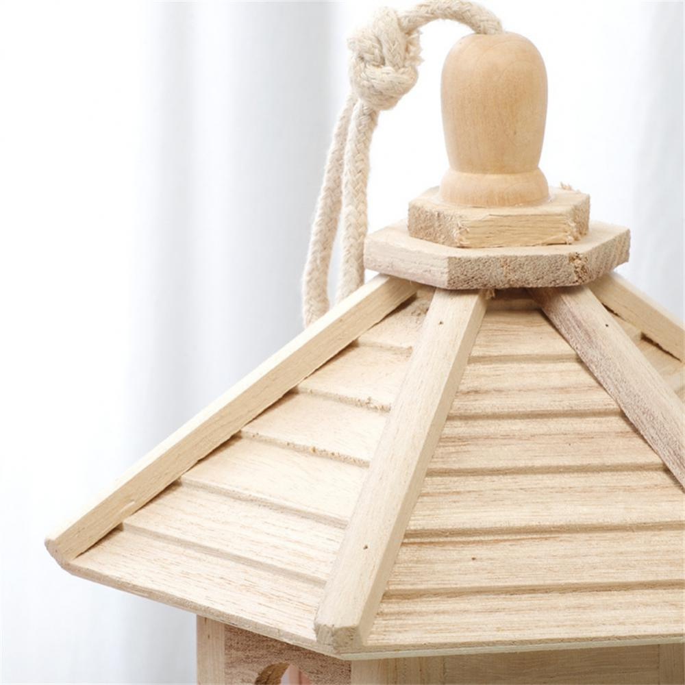Wooden Bird Feeder with Transparent Acrylic Panel and Protective Roof