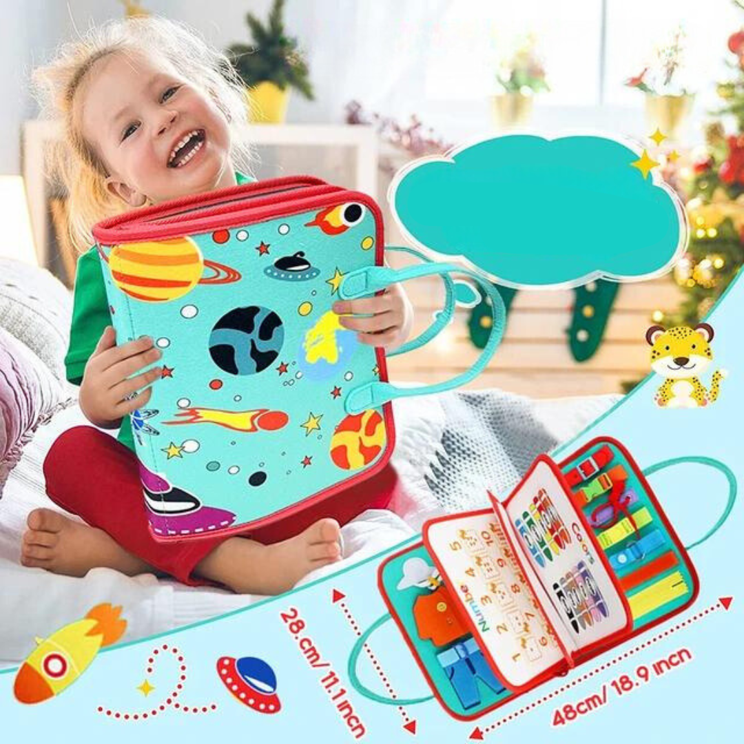Interactive Fabric Activity Book with Zippers, Buttons and Laces for Toddlers