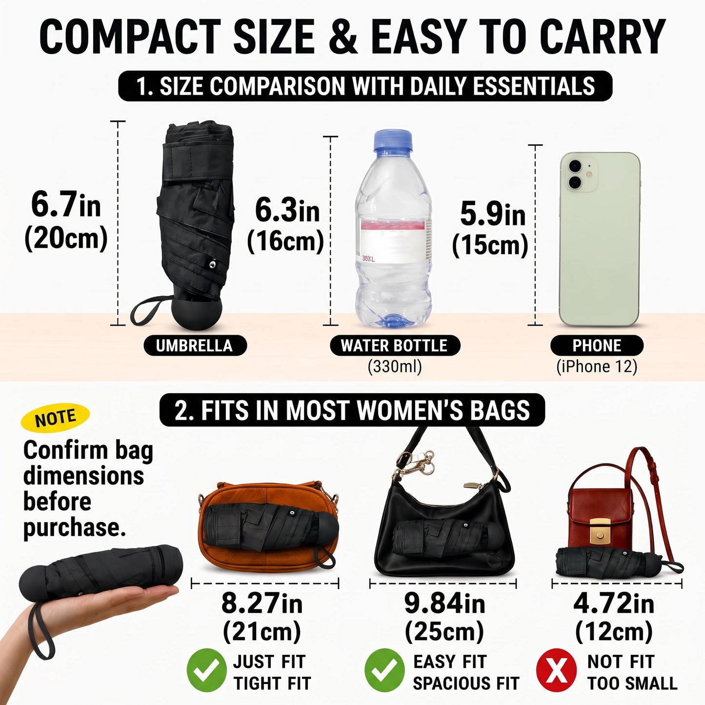 Mini Travel Umbrella, Compact Pocket Size Umbrella with UV Sun Protection for Travel and Daily Use