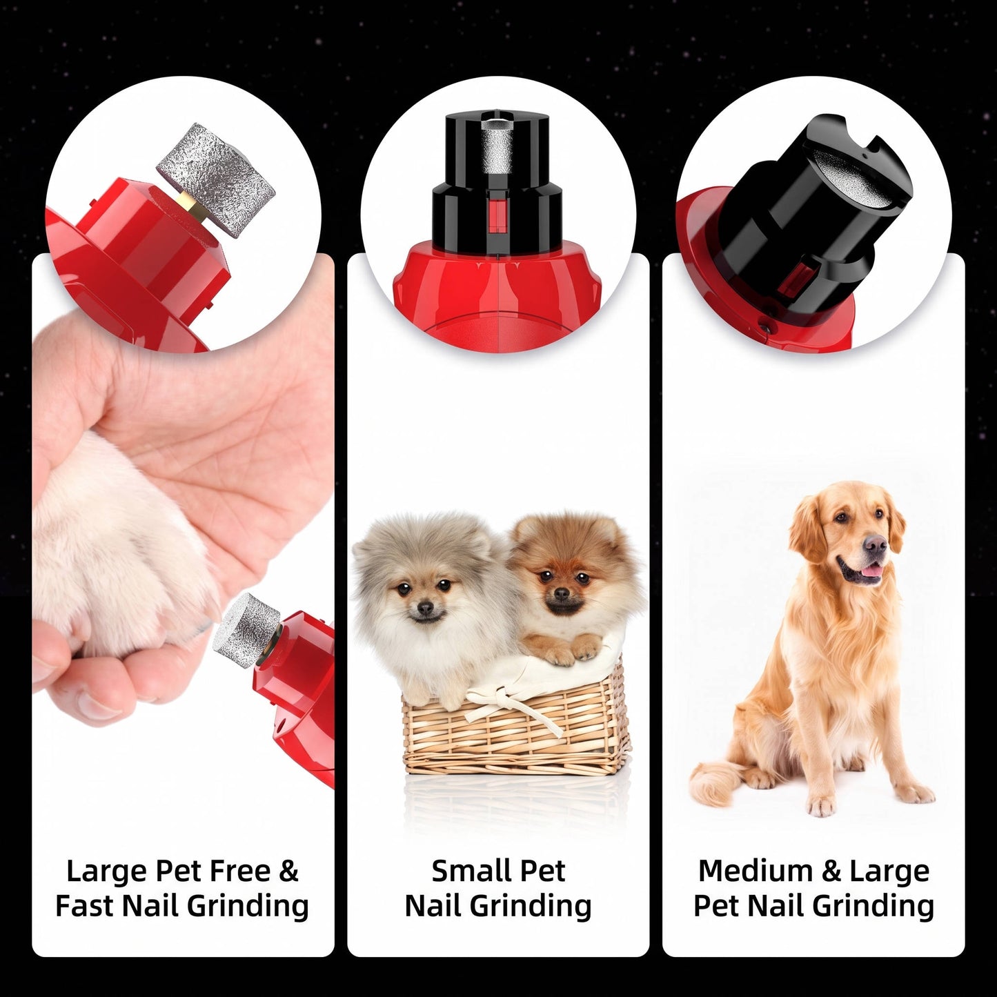 Pet Nail Grinder, Dustproof Electric Trimmer with LED Light, 6 Speeds for Dogs and Cats