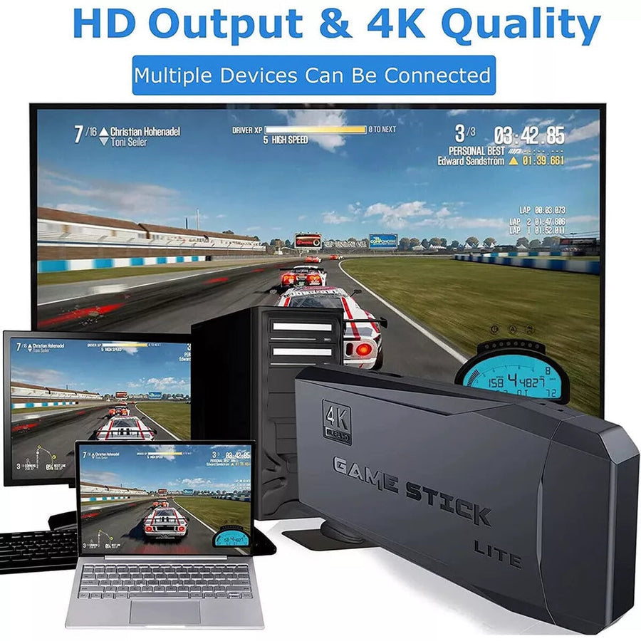 Mygametables HDMI 4K TV Game Stick Console, 64GB Retro Gaming System with Wireless Gamepads
