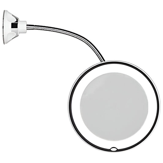10X Magnifying Mirror with LED Edge Lighting and Adjustable Suction Base