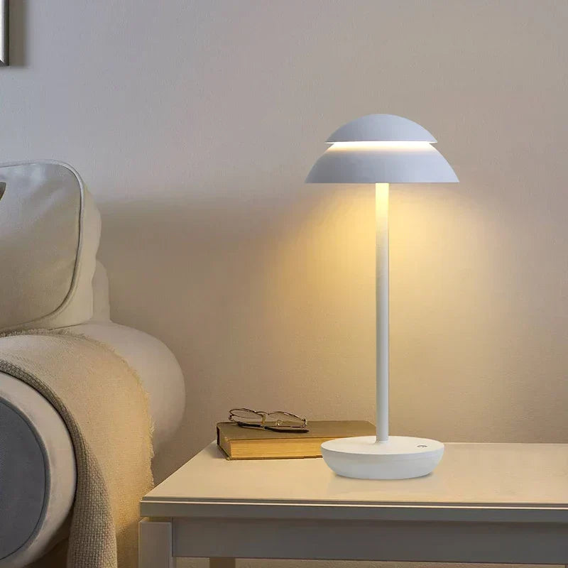 Cordless Table Lamp with Touch Dimming and Aluminum Dome Shade
