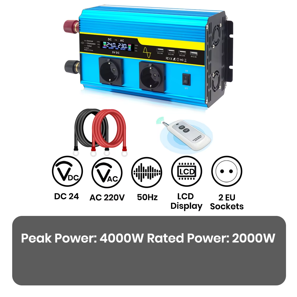 Pure Sine Wave Power Inverter 4000W with Dual Voltage Input and Switchable AC Output