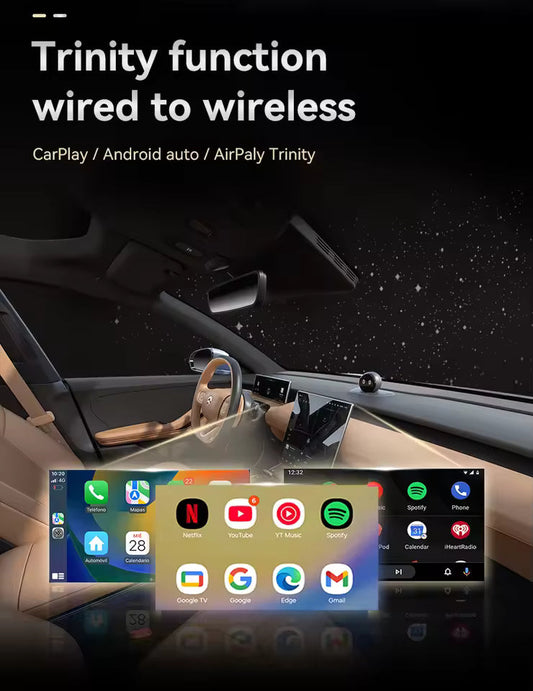 Wireless CarPlay and Android Auto Adapter with Screen Mirroring
