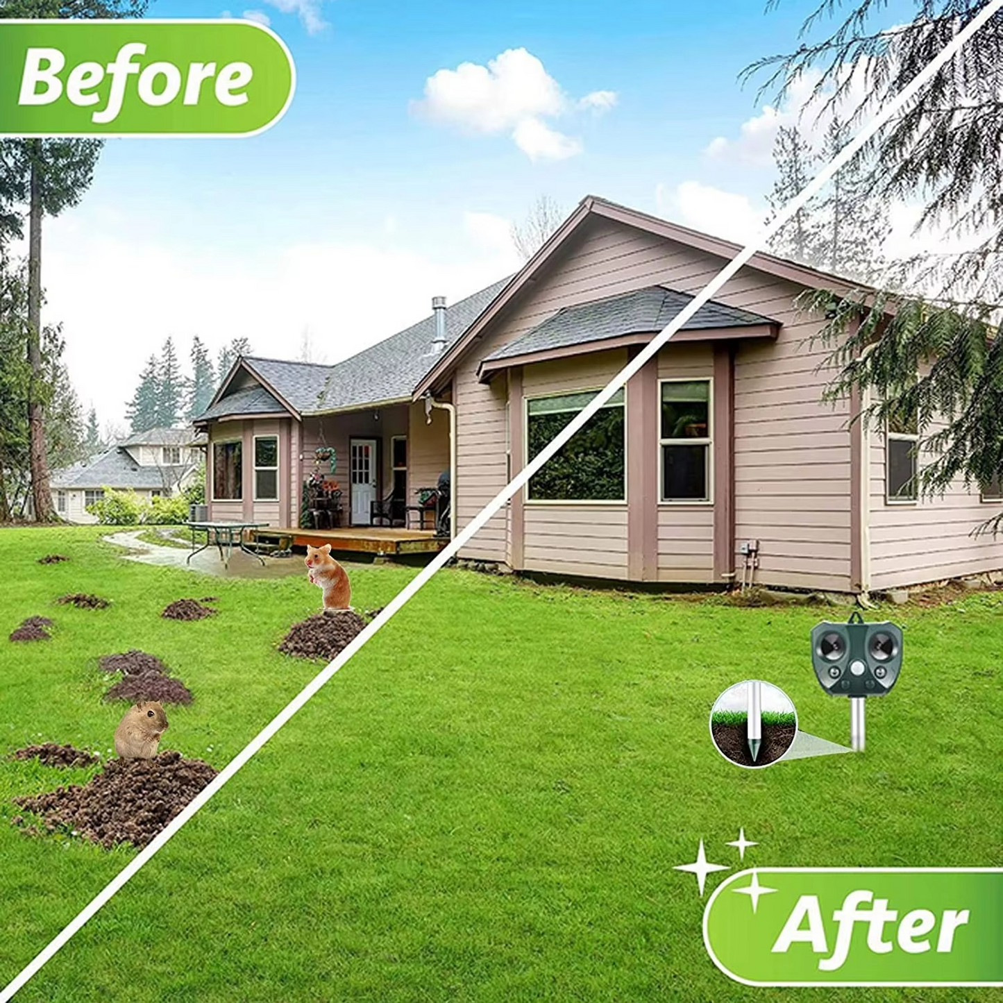 Solar Ultrasonic Animal Repeller for Gardens