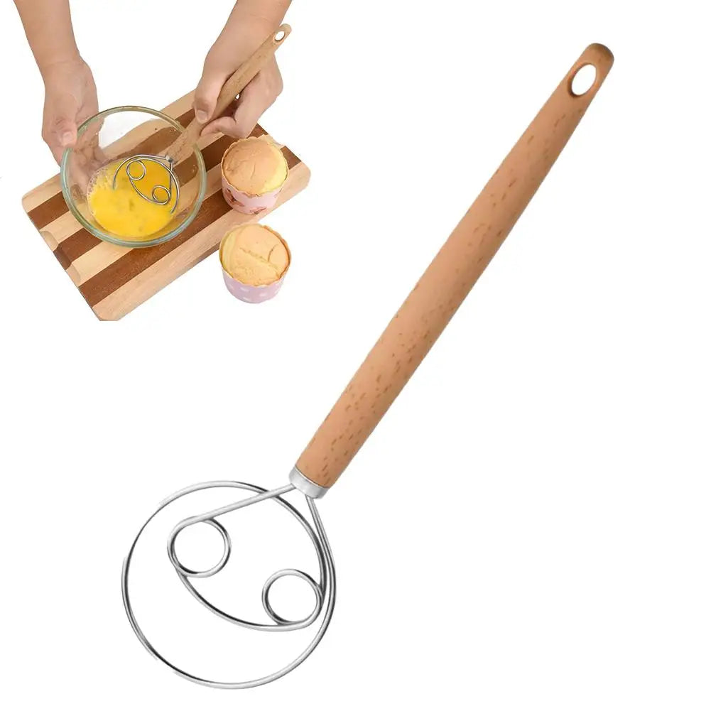 Bread Dough Whisk with Open Coil Design and Beechwood Handle