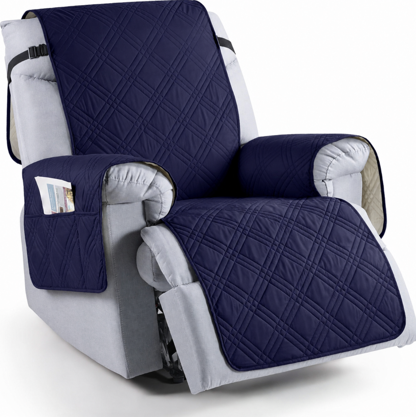 Recliner Chair Cover with Microfiber Surface and Silicone Grip, Machine Washable