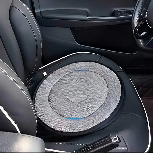 Rotating Seat Cushion with Foam Padding and Non-Slip Base for Cars and Chairs