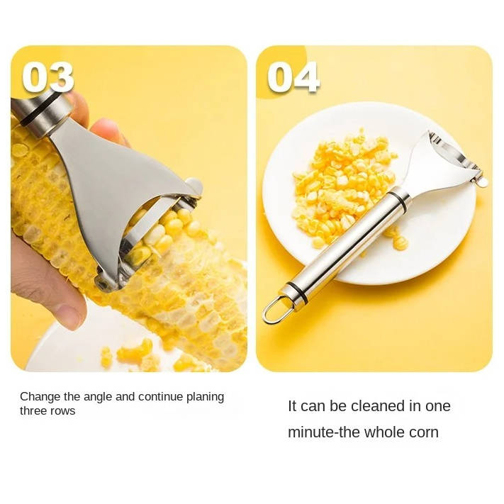 Stainless Steel Corn Kernel Stripper with Serrated Blade and Textured Handle