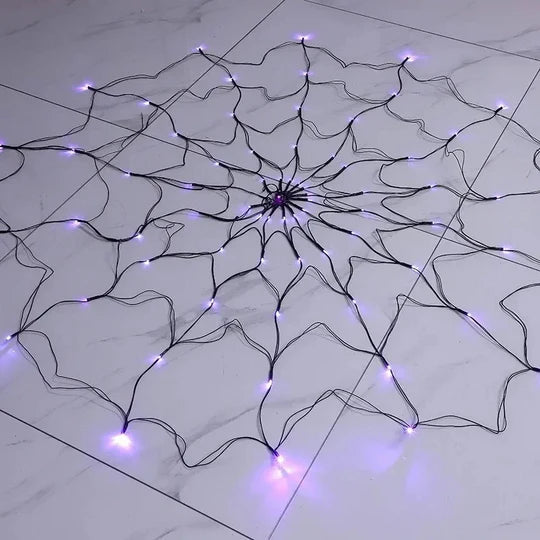 Halloween Spider Web Lights Outdoor with 80 Purple LEDs