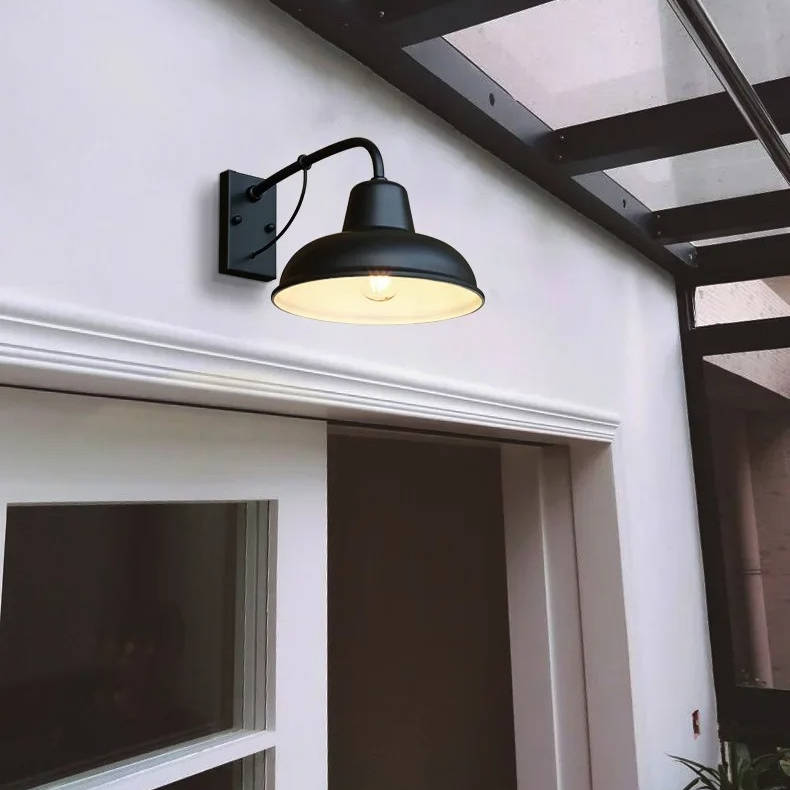 Wall Mount Barn Light with E26 E27 Bulb Compatibility and Matte Black Finish