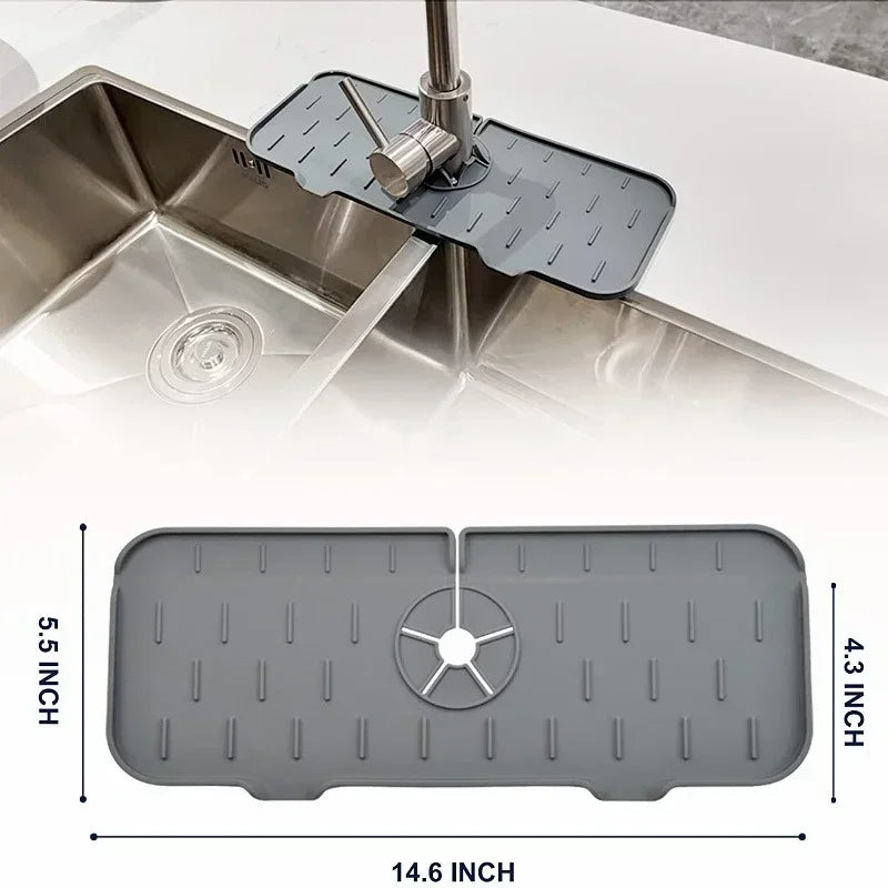 Silicone Sink Splash Guard with Drainage Channels and Storage Surface