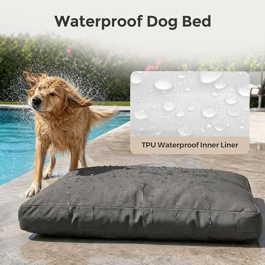 42 Inch Indestructible Durable Dog Bed for Aggressive Chewers, Waterproof Chew Proof Crate Mat