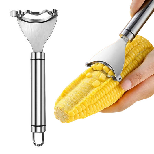 Stainless Steel Corn Kernel Stripper with Serrated Blade and Textured Handle