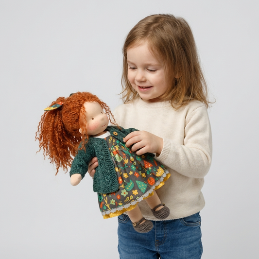 Soft Cotton Doll with Wool Stuffing and Neutral Features for Toddlers