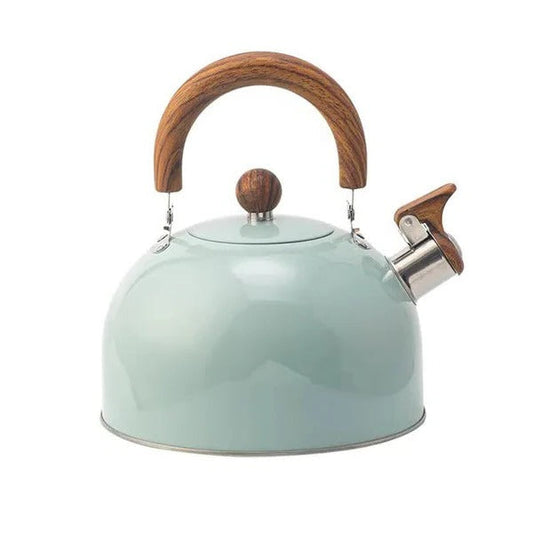 Stovetop Whistling Kettle with Insulated Handle and Even Heat Base for All Stovetops