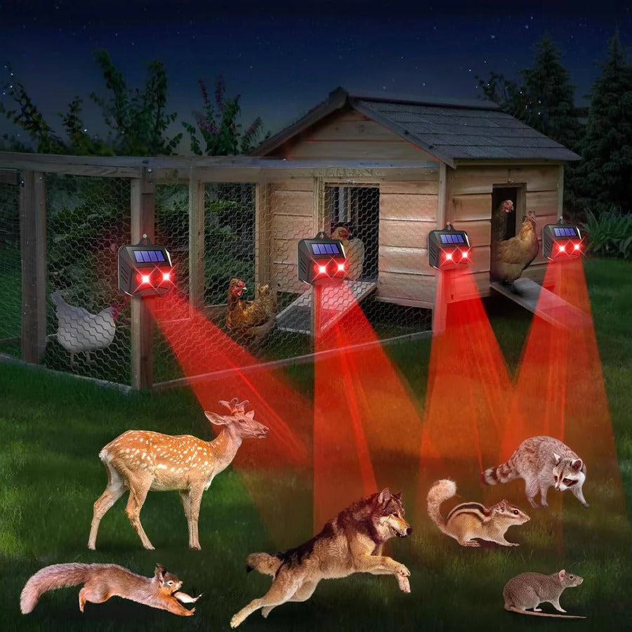 Ultrasonic Animal Repellent with Solar Charging and LED Flash, Set of 2