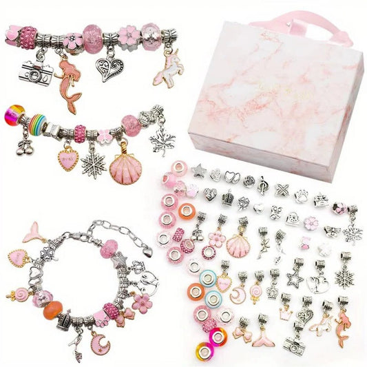 Bead Craft Set with Large Hole Threading and Mixed Color Assortment, Storage Container