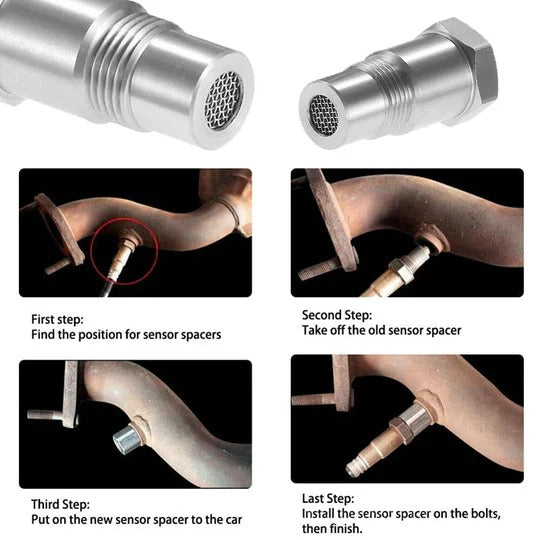 Threaded O2 Sensor Spacer Adapter for Modifying Post-Sensor Position