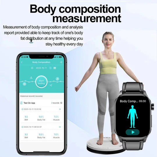 Large-Display Smartwatch with Monitoring, Connectivity, and Daily Assistance Functions