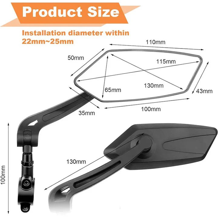 High-Definition 2 Pack Bike Side Mirrors