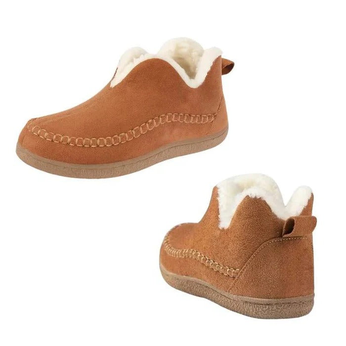 Fleece Lined Slip On Shoes with Molded Arch Support and High Traction Sole