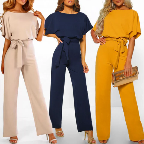 Dark Blue Fitted Jumpsuit with Cotton Polyester Blend and Machine Washable Care