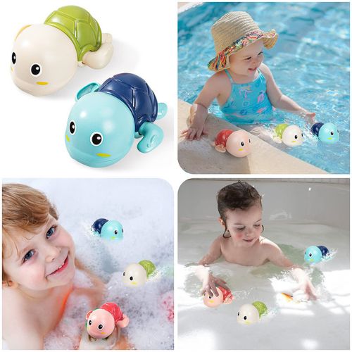Wind Up Turtle Bath Toy with Floating Action and Sealed Bottom Design