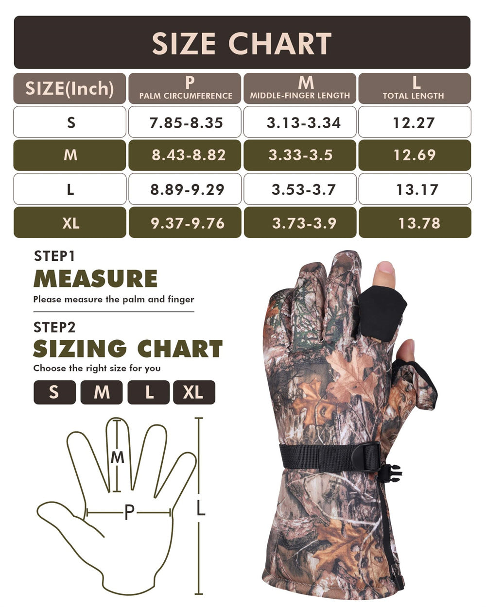 Heated Camo Vest and Gloves Set with Eight Heating Zones and Flip Open Fingertips