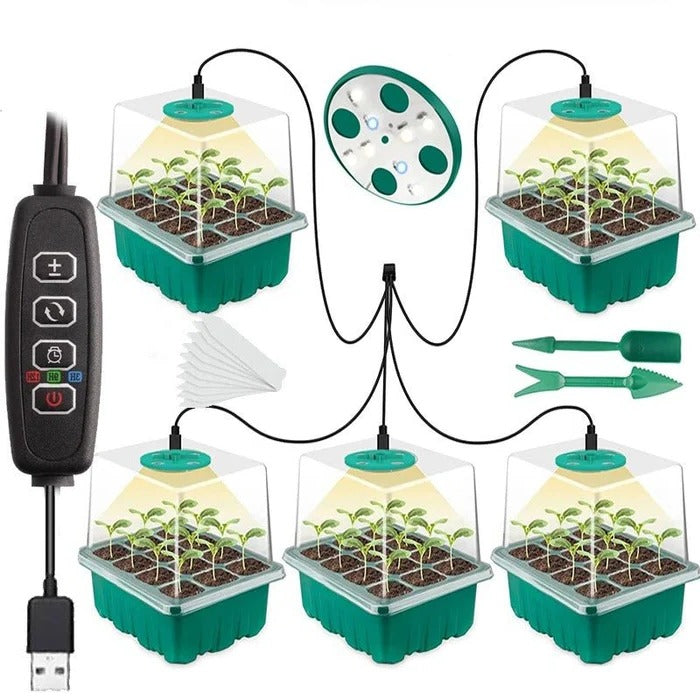 Seed Starter Tray with Full Spectrum Grow Light and Raised Dome