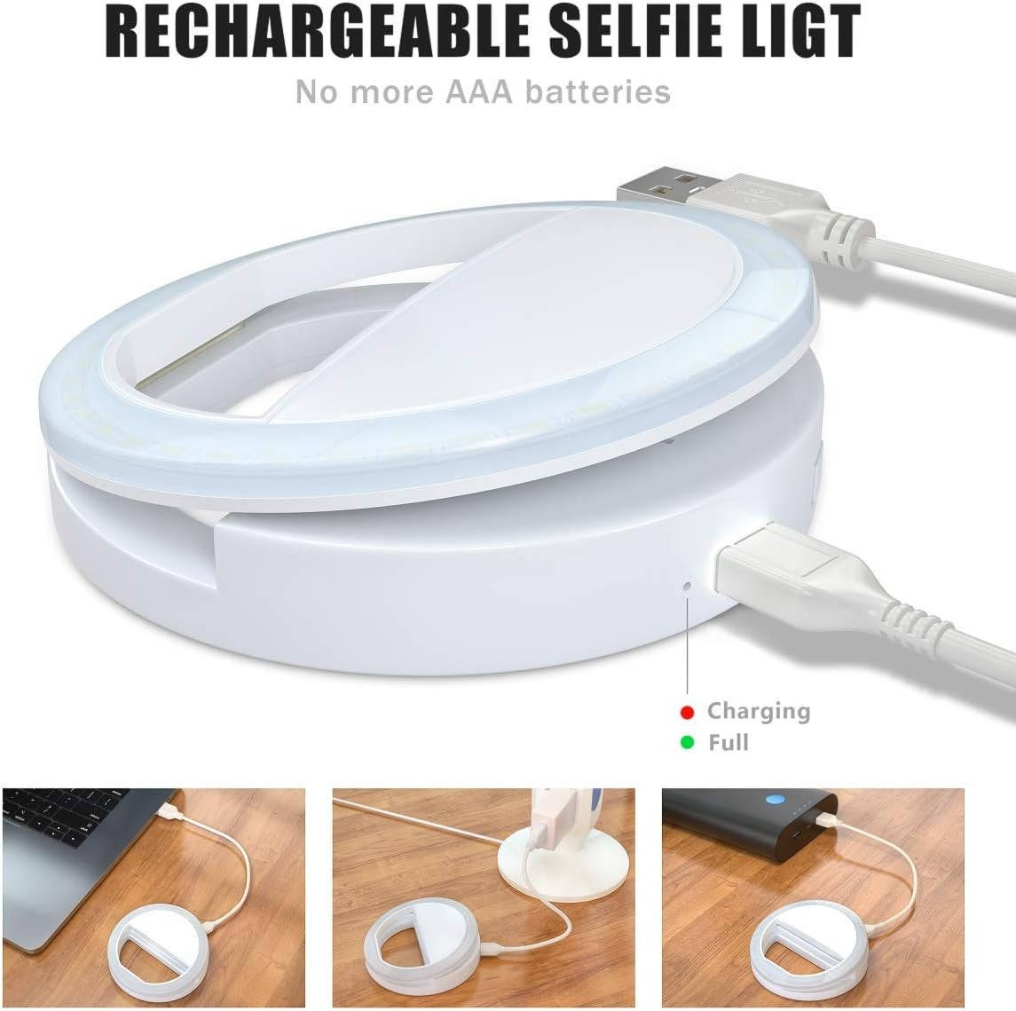 Portable Selfie Ring Light, Adjustable LED Lighting for Photos, Videos and Makeup
