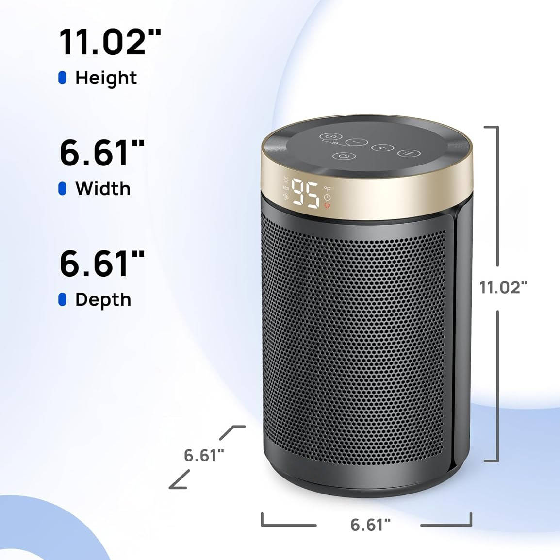 Portable Space Heater, Electric Indoor Heater with Adjustable Thermostat for Home, Office and Bedroom