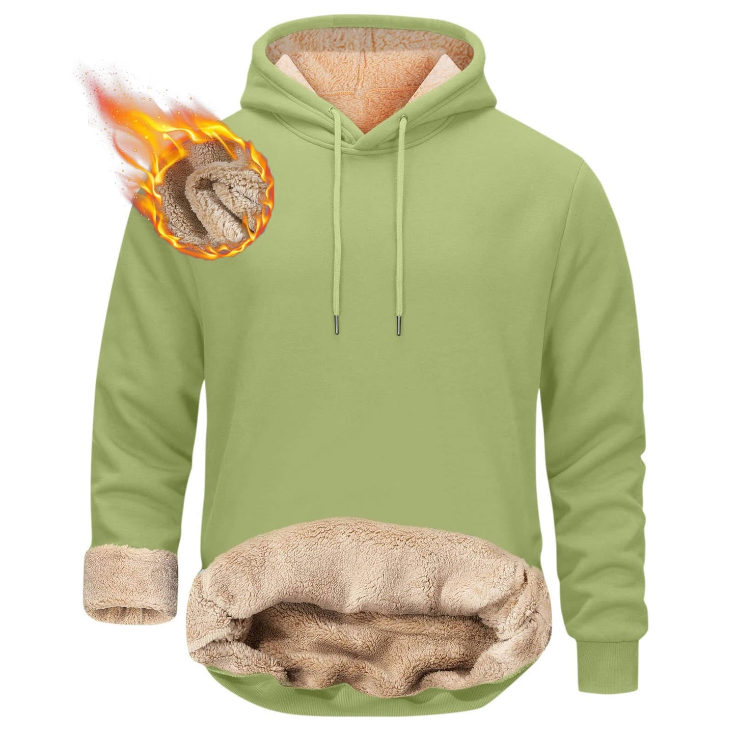 Sherpa Fleece Hoodie with Hidden Security Pocket and Raglan Sleeves for Men