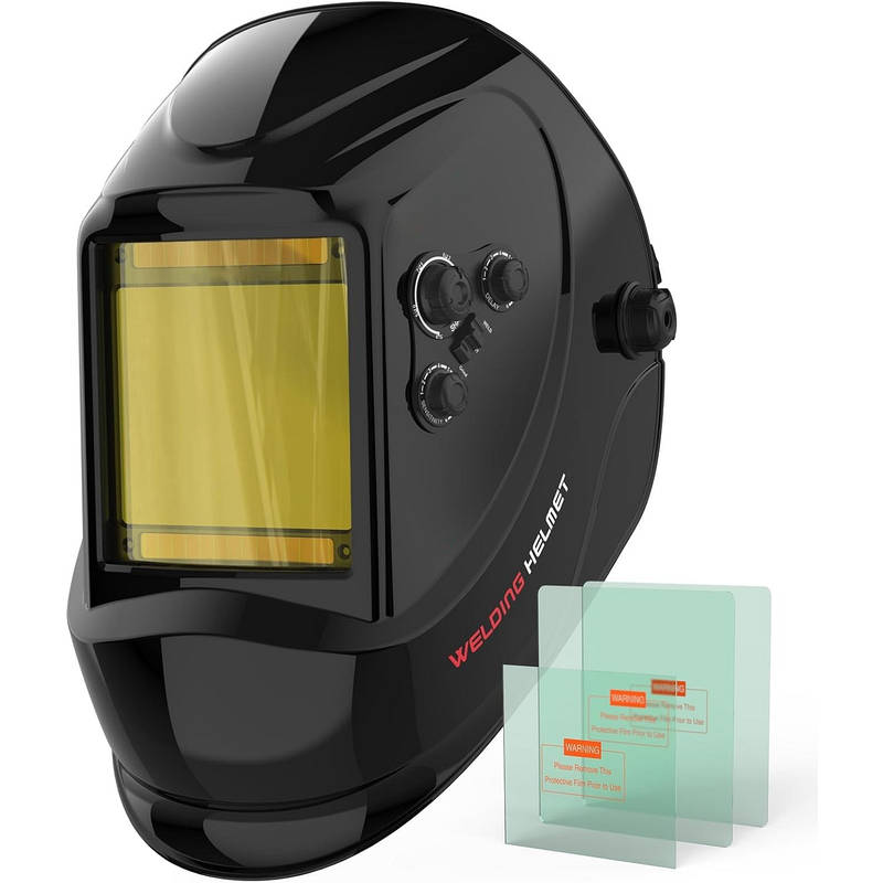 Auto Darkening Welding Helmet Large View True Color, Solar Powered Welder Mask with 4 Arc Sensors Wide Shade TIG MIG ARC Grind