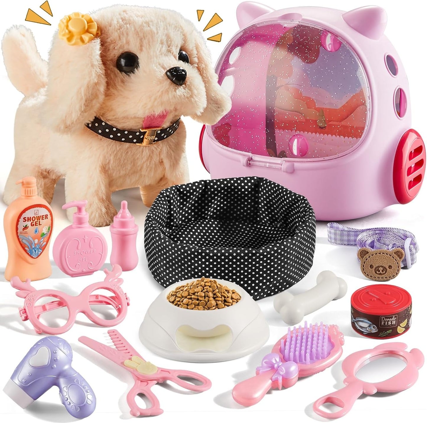 Realistic Robot Puppy for Kids and Toddlers, Interactive Dog, Walking, Barking & Wagging Dog, 16 Pcs