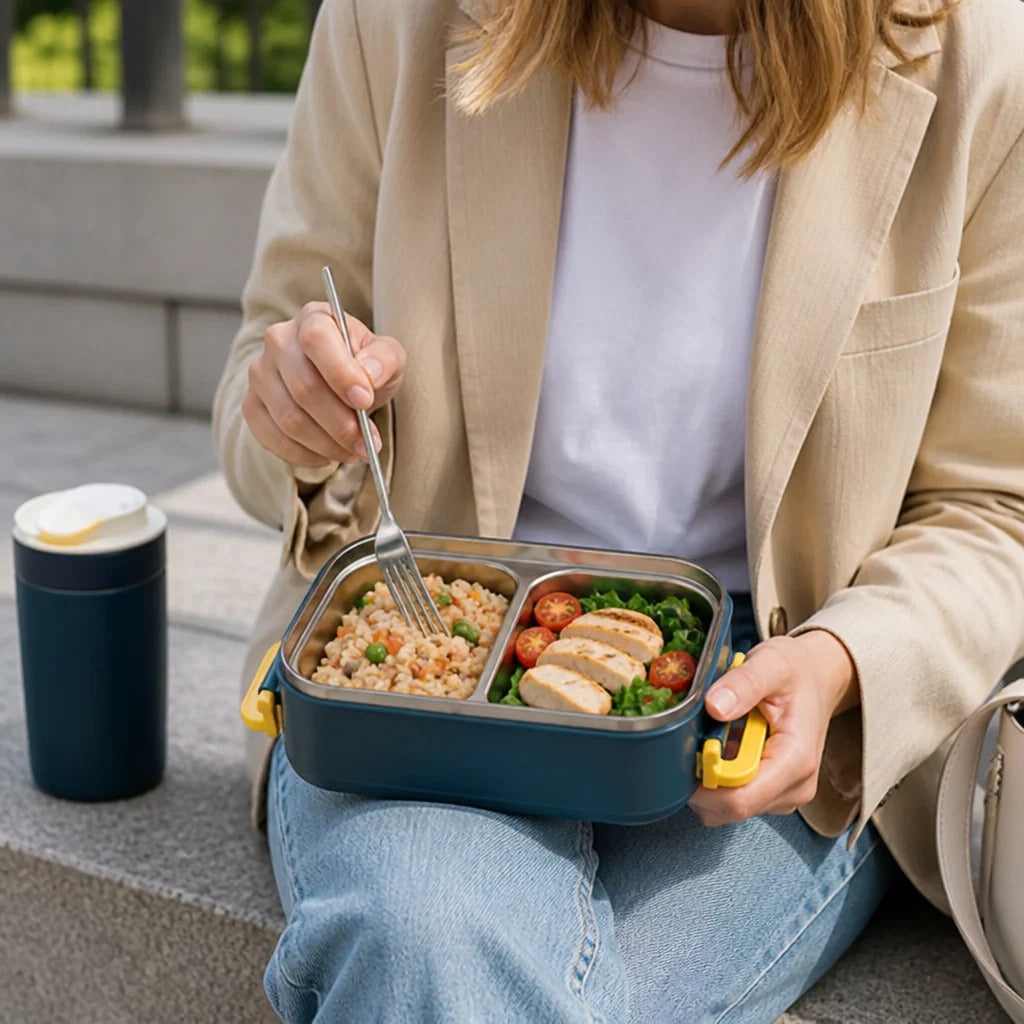 Insulated Stainless Steel Lunchbox, Leak Proof Food Container, Dishwasher Safe Lunch Box for Work, School, Travel and Everyday Meal Prep