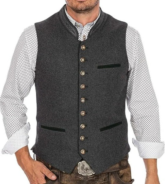 Gray Formal Vest with Regular Fit for Men