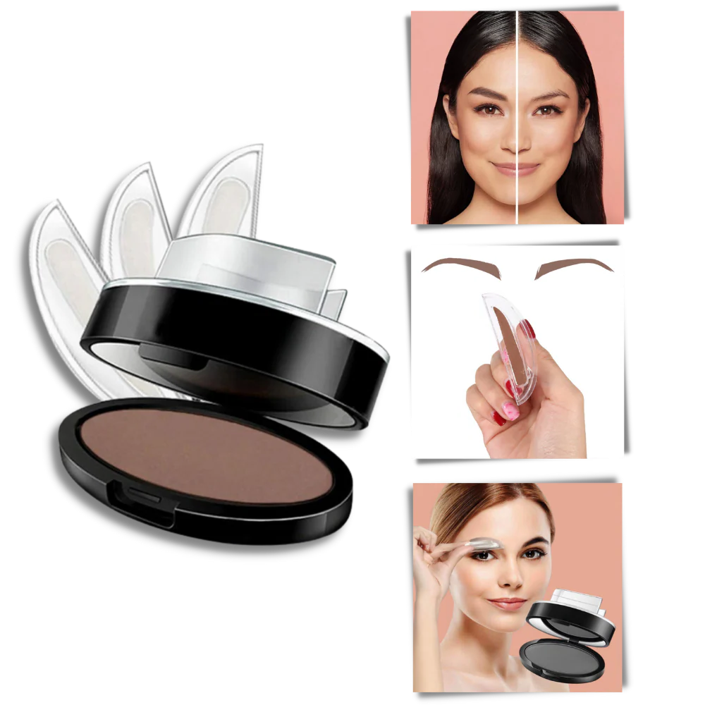 Eyebrow Stamp with Dual Right and Left Stamps and Powder, 3 Shades