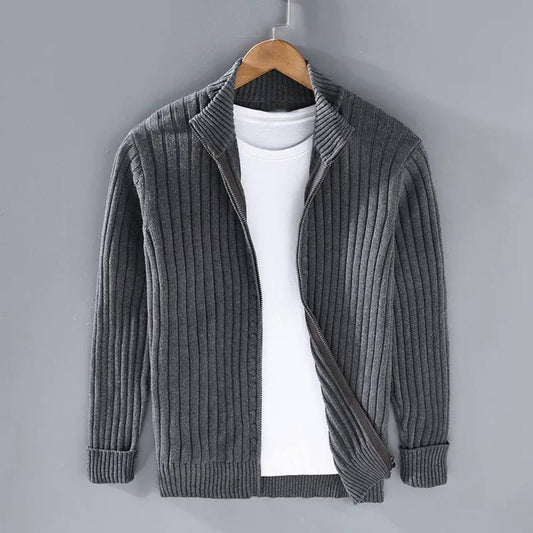 Slim Fit Zip Cardigan with Soft Knit Fabric and Ribbed Cuffs All Vera Mart