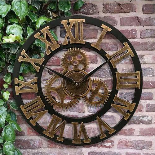 Industrial Wall Clock, Vintage Mechanical Design for Home or Office