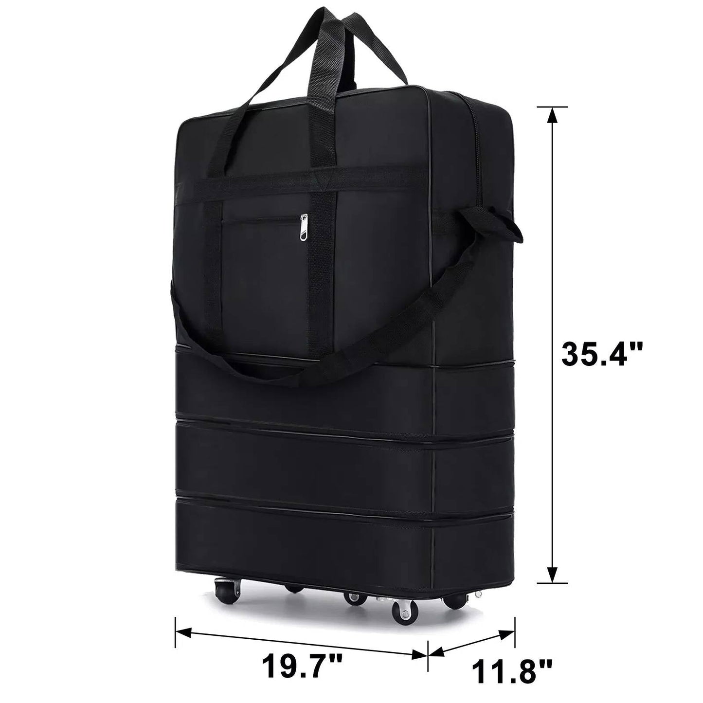 Rolling Duffle Bag with Five Rotating Wheels and Expandable Compartments, 42in